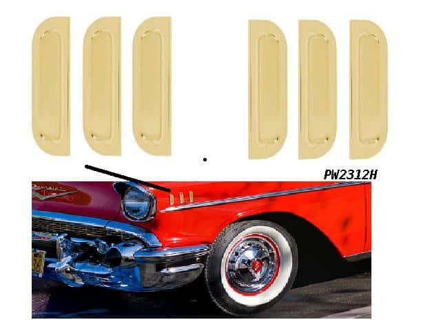 57 Chev Gold Fender Louver Set (6)